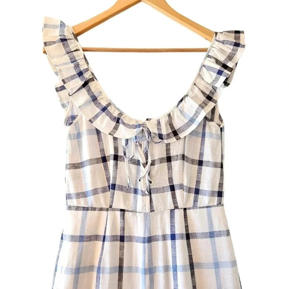 Red Carter Lola Plaid Gingham Linen Cotton Blend Jumpsuit Blue White Size Small. - Picture 5 of 16